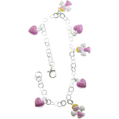 Övrigt Silver barn armband med emaljerat hjärta och ängel R160/16 Övrigt Silver barn armband med emaljerat hjärta och ängel R160/16