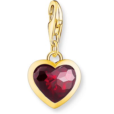 Thomas Sabo silver charm guldpläterad röd hjärta 2094-414-10 Thomas Sabo silver charm guldpläterad röd hjärta 2094-414-10