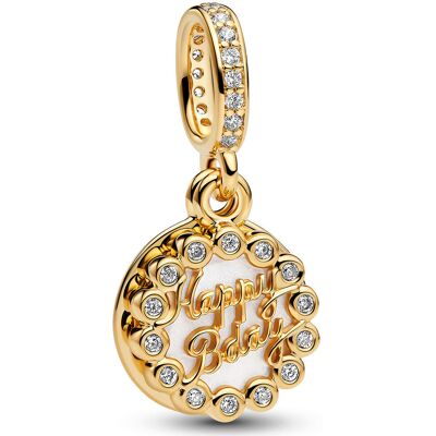 Pandora Moments gold-plated Happy Birthday charm 763787C01 Pandora Moments gold-plated Happy Birthday charm 763787C01