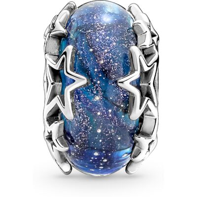 Pandora Galaxy Blue & Star Murano Sterling silver glittery blue Murano glass berlock 790015C00 Pandora Galaxy Blue & Star Murano Sterling silver glittery blue Murano glass berlock 790015C00