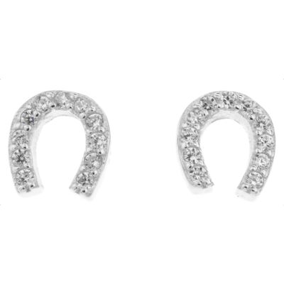 Silver Bar zirkon Hästsko pave örhängen klar 6 mm 7952 Silver Bar zirkon Hästsko pave örhängen klar 6 mm 7952