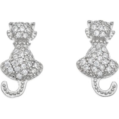Silver Bar katt pave örhängen 15 mm 8322 Silver Bar katt pave örhängen 15 mm 8322