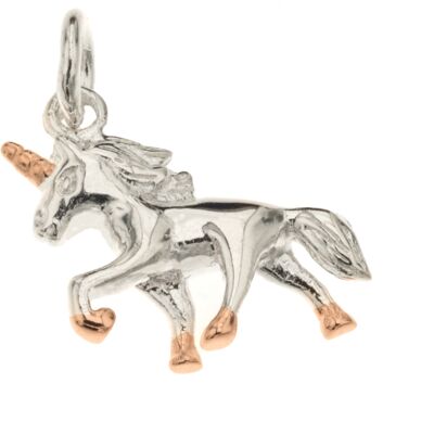 Silver Bar Unicorn 2-färgad hängsmycke 18 mm 8566 Silver Bar Unicorn 2-färgad hängsmycke 18 mm 8566
