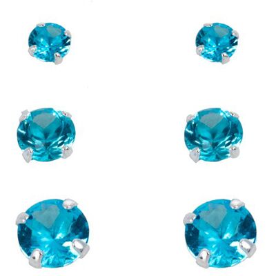 Silver Bar smyckeset med tre par zirkonia örhängen aqua 8740 Silver Bar smyckeset med tre par zirkonia örhängen aqua 8740