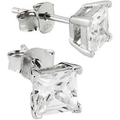 Silver Bar fyrkatigt zirkonin örhängen klar 8x8 mm 3472 Silver Bar fyrkatigt zirkonin örhängen klar 8x8 mm 3472