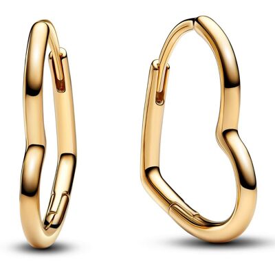 Pandora Moments Small asymmetric heart 14k gold-plated hoop earrings 268307C00 Pandora Moments Small asymmetric heart 14k gold-plated hoop earrings 268307C00