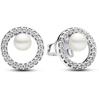 Pandora Timeless Sterling Silver Pave Halo pärlörhängen 293154C01 Pandora Timeless Sterling Silver Pave Halo pärlörhängen 293154C01