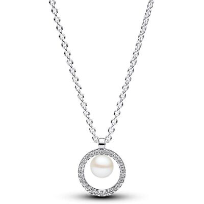 Pandora Timeless Pearl & pave collier Sterling silver halsband 393165C01-45 Pandora Timeless Pearl & pave collier Sterling silver halsband 393165C01-45