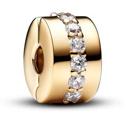 Pandora Moments 14k Gold-plated klämstopp with clear cubic zirconia 761972C01 Pandora Moments 14k Gold-plated klämstopp with clear cubic zirconia 761972C01
