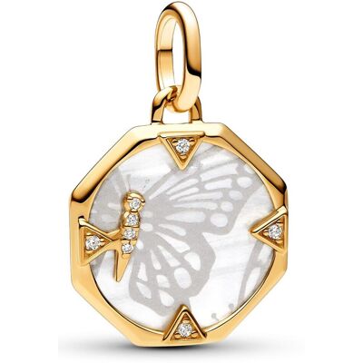 Pandora ME Butterfly Medallion Charm 14k Gold-plated Mixed stone Clear berlock 763366C01 Pandora ME Butterfly Medallion Charm 14k Gold-plated Mixed stone Clear berlock 763366C01