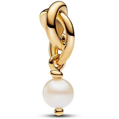 Pandora Moments 14k Gold-plated berlock with treated white freshwater cultured pearl 763462C06 Pandora Moments 14k Gold-plated berlock with treated white freshwater cultured pearl 763462C06