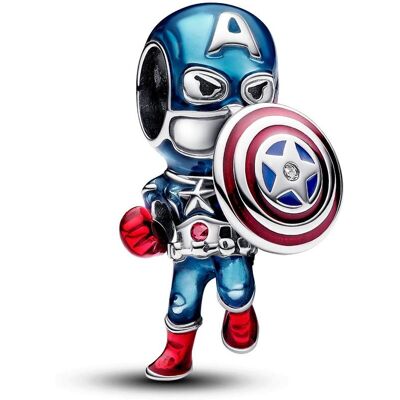 Pandora Marvel x Pandora Sterling Silver enamel Captain America berlock 793129C01 Pandora Marvel x Pandora Sterling Silver enamel Captain America berlock 793129C01