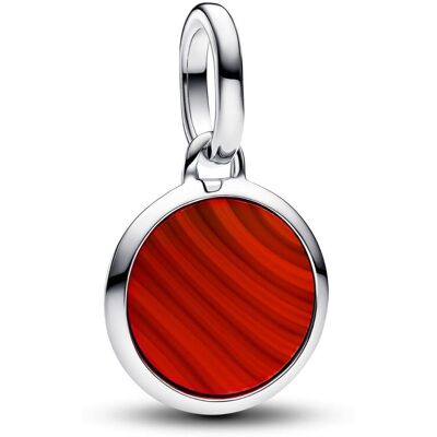 Pandora ME Engravable round sterling silver mini medaljongen with red Murano glass 793389C01 Pandora ME Engravable round sterling silver mini medaljongen with red Murano glass 793389C01