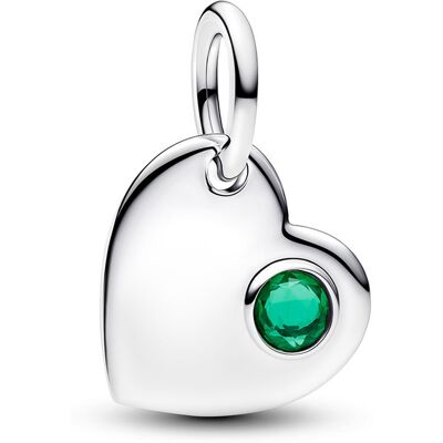 Pandora graverbart hjärta hängsmycke i silver mörkgrön kristall 794295C05 Pandora graverbart hjärta hängsmycke i silver mörkgrön kristall 794295C05