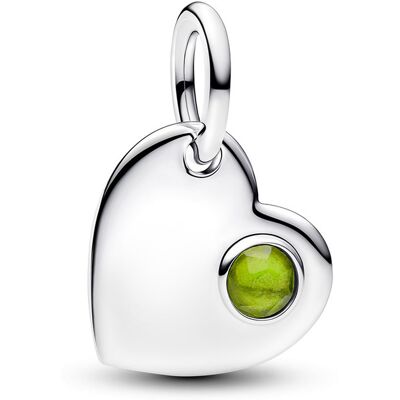 Pandora graverbart hjärta hängsmycke i silver grön kristall 794295C08 Pandora graverbart hjärta hängsmycke i silver grön kristall 794295C08