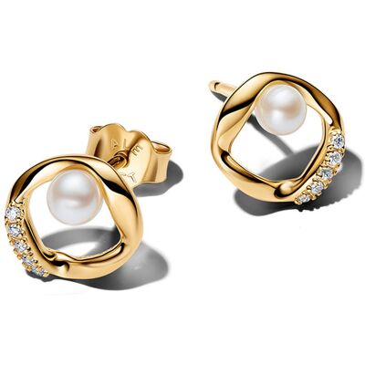 Pandora Essence gulgallrade svängda örhängen med zirkonia 264662C01 Pandora Essence gulgallrade svängda örhängen med zirkonia 264662C01
