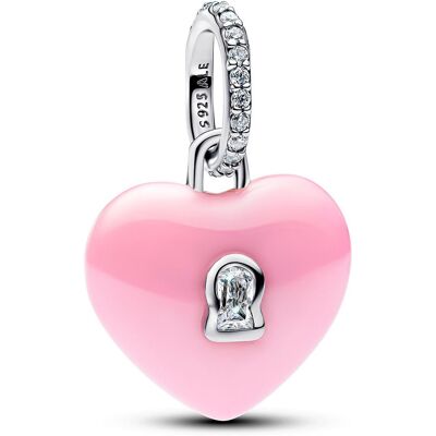 Pandora Moments silver rosa hjärtlås berlock 794424C01 Pandora Moments silver rosa hjärtlås berlock 794424C01