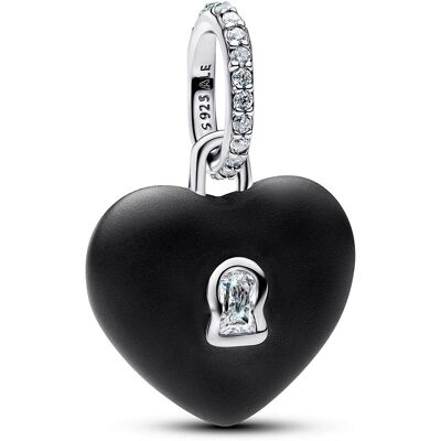 Pandora Moments silver svart hjärtlås berlock 794424C02 Pandora Moments silver svart hjärtlås berlock 794424C02