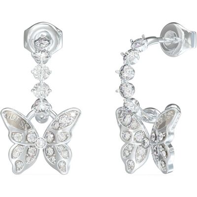 GUESS Chrysalis Pave silverfärgade stora fjärilörhängen JUBE04111JWRHT/U GUESS Chrysalis Pave silverfärgade stora fjärilörhängen JUBE04111JWRHT/U