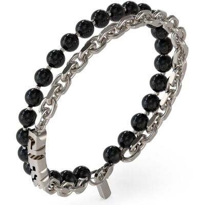GUESS Edgy Double silver och svartfärgat onyxarmband JUMB04051JWSTBKL GUESS Edgy Double silver och svartfärgat onyxarmband JUMB04051JWSTBKL