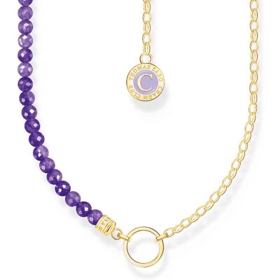 Thomas Sabo Charm Club Charmista violet beads yellow-gold plated halsband KE2190-427-13-L45v Thomas Sabo Charm Club Charmista violet beads yellow-gold plated halsband KE2190-427-13-L45v