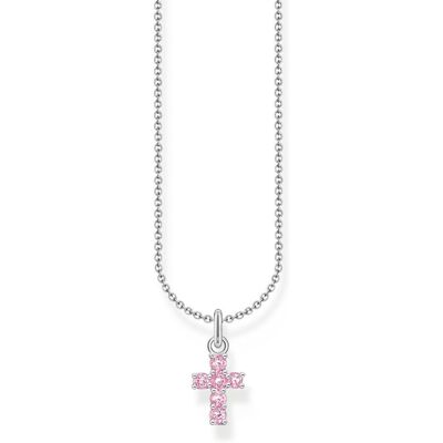 Thomas Sabo silver korshalsband med pink med zirkonia stenar KE2226-051-9-L45v Thomas Sabo silver korshalsband med pink med zirkonia stenar KE2226-051-9-L45v
