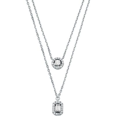 Michael Kors Brilliance två kedjor silverhalsband MKC1745CZ040 Michael Kors Brilliance två kedjor silverhalsband MKC1745CZ040