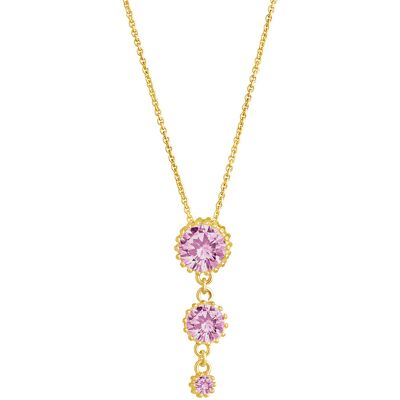 Lempikoru Bud tre stenar guldpläterat pink halsband 51 077 06 500 Lempikoru Bud tre stenar guldpläterat pink halsband 51 077 06 500