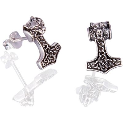 Northern Viking Jewelry Varghuvud Thor's Hammare örhängen NVJKK043 Northern Viking Jewelry Varghuvud Thor's Hammare örhängen NVJKK043