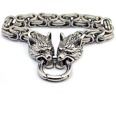 Northern Viking Jewelry Clasp Byzantine kejsarlänk Wolf Head armband NVJRA015 Northern Viking Jewelry Clasp Byzantine kejsarlänk Wolf Head armband NVJRA015