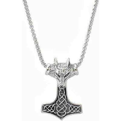 Northern Viking Jewelry NVJRS052 halsband Fenrir Wolfhead Northern Viking Jewelry NVJRS052 halsband Fenrir Wolfhead