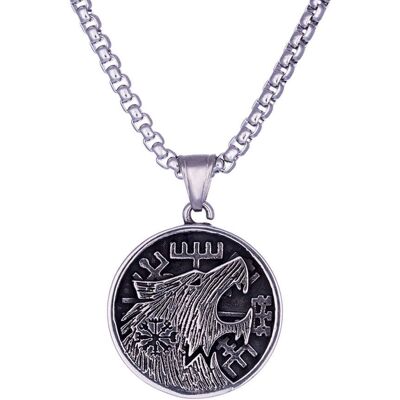 Northern Viking Jewelry Vegvisir Wolf halsband NVJRS104 Northern Viking Jewelry Vegvisir Wolf halsband NVJRS104