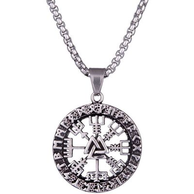Northern Viking Jewelry Vegvisir Valknut halsband NVJRS115 Northern Viking Jewelry Vegvisir Valknut halsband NVJRS115