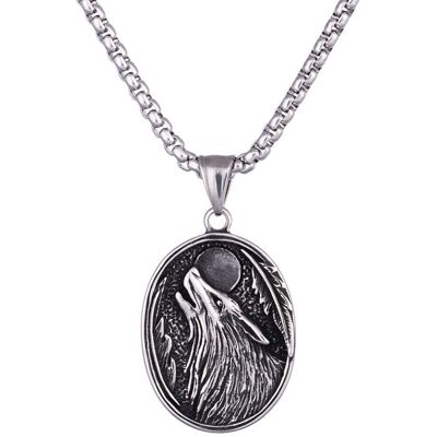 Northern Viking Jewelry Wolf & Moon halsband NVJRS119 Northern Viking Jewelry Wolf & Moon halsband NVJRS119