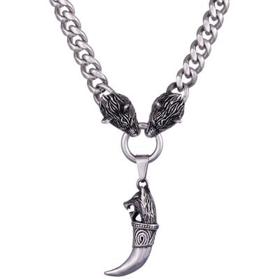 Northern Viking Jewelry pansar kedja 10 mm Fenrir Wolf Head berlock NVJRS120 Northern Viking Jewelry pansar kedja 10 mm Fenrir Wolf Head berlock NVJRS120