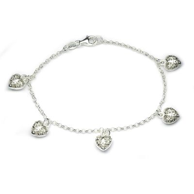 Övrigt Silver armband med fem hjärtan R264-18.5 Övrigt Silver armband med fem hjärtan R264-18.5