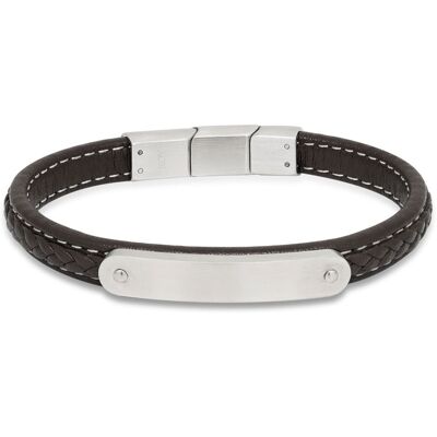 Ace of Spades brun armband med platta läder/stål SSLB-104 Ace of Spades brun armband med platta läder/stål SSLB-104