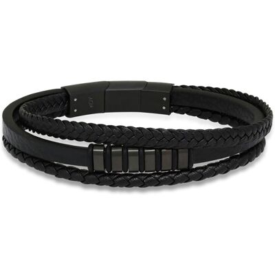 Ace of Spades svart armband läder/stål SSLB-108B Ace of Spades svart armband läder/stål SSLB-108B