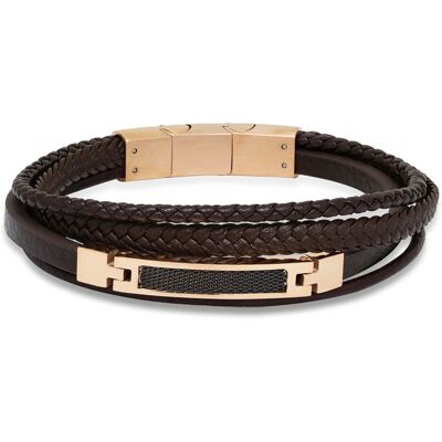 Ace of Spades brun armband läder/stål SSLB-112GR Ace of Spades brun armband läder/stål SSLB-112GR