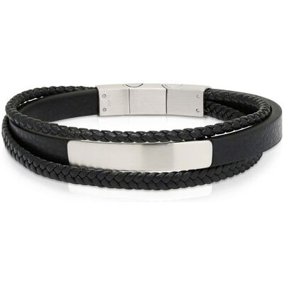 Ace of Spades svart armband med platta läder/stål SSLB-116 Ace of Spades svart armband med platta läder/stål SSLB-116