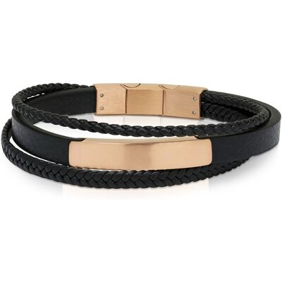 Ace of Spades svart armband med platta läder/stål SSLB-116RG Ace of Spades svart armband med platta läder/stål SSLB-116RG