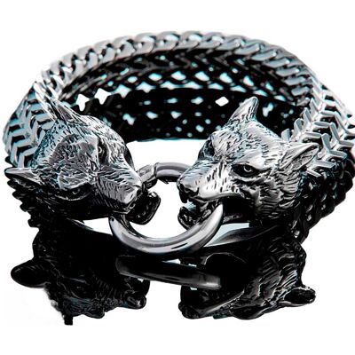 Northern Viking Jewelry NVJRA007 armband Steel Wolf Head Northern Viking Jewelry NVJRA007 armband Steel Wolf Head