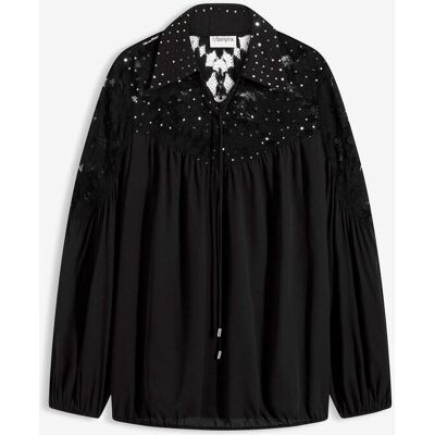 bonprix Blus med spets och knytband bonprix Blus med spets och knytband