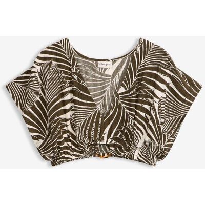 bonprix Kort strandblus i krinklat material med struktur bonprix Kort strandblus i krinklat material med struktur