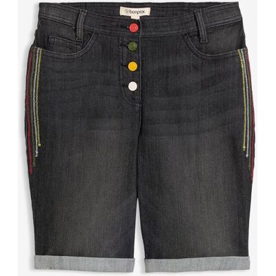 bonprix Jeansbermudas Mid Waist med broderi och bekväm midja bonprix Jeansbermudas Mid Waist med broderi och bekväm midja
