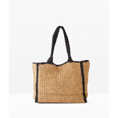 bonprix Shoppingväska med halmlook och kontrastfärgade detaljer bonprix Shoppingväska med halmlook och kontrastfärgade detaljer