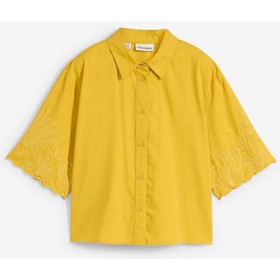 bonprix Kort skjortblus med sidenandel bonprix Kort skjortblus med sidenandel