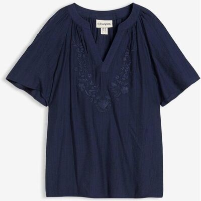 bonprix Kortärmad blus av krinklat material med strukturyta bonprix Kortärmad blus av krinklat material med strukturyta