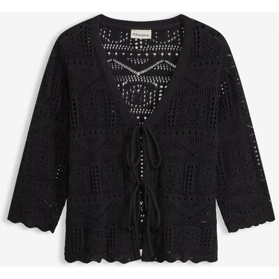 bonprix Hålmönstrad cardigan med knytband bonprix Hålmönstrad cardigan med knytband