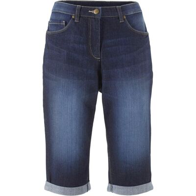 bonprix Stretchiga jeansbermudas med uppvikta benslut bonprix Stretchiga jeansbermudas med uppvikta benslut